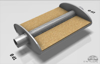 FOX Uni-Schalldämpfer oval Edelstahl 356x160mm individuell anpassbar FOX Uni-Schalldämpfer oval Edelstahl 356x160mm individuell anpassbar