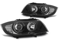 Angel Eyes LED Scheinwerfer schwarz passend für BMW E90 / E91 03/2005–2011 Angel Eyes LED Scheinwerfer schwarz passend für BMW E90 / E91 03/2005–2011