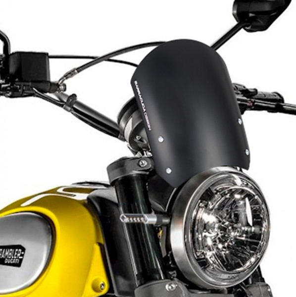 Barracuda Windschild Aerosport Aluminium Schwarz passend für Ducati Scrambler (2015 - 2017)