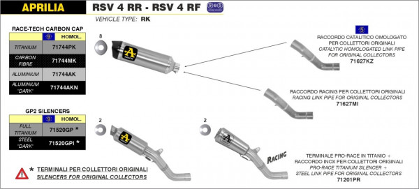 ARROW GP2 Edelstahl Aprilia RSV 4 RR - RF 15-16