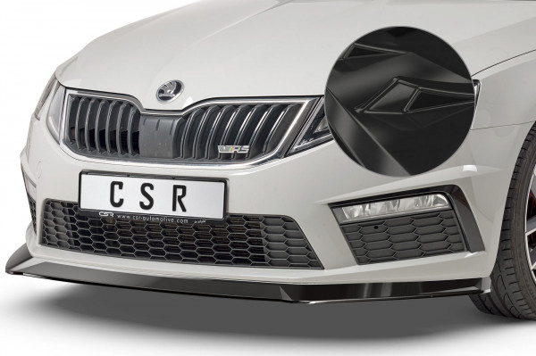 Cup-Spoilerlippe mit ABE für Skoda Octavia III (5E) RS CSL389-G Schwarz Hochglanz