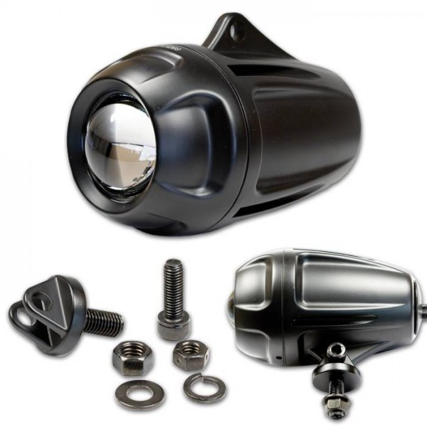 Ellipsoidscheinwerfer "Focus" | schwarz | Alu LinseØ=38mm |Abblendlicht E9 |Universal |E-geprüft