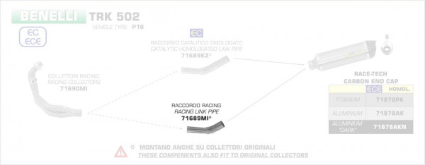 71689MI-Arrow Zwischenrohr, Zentral Benelli TRK 502 17-19