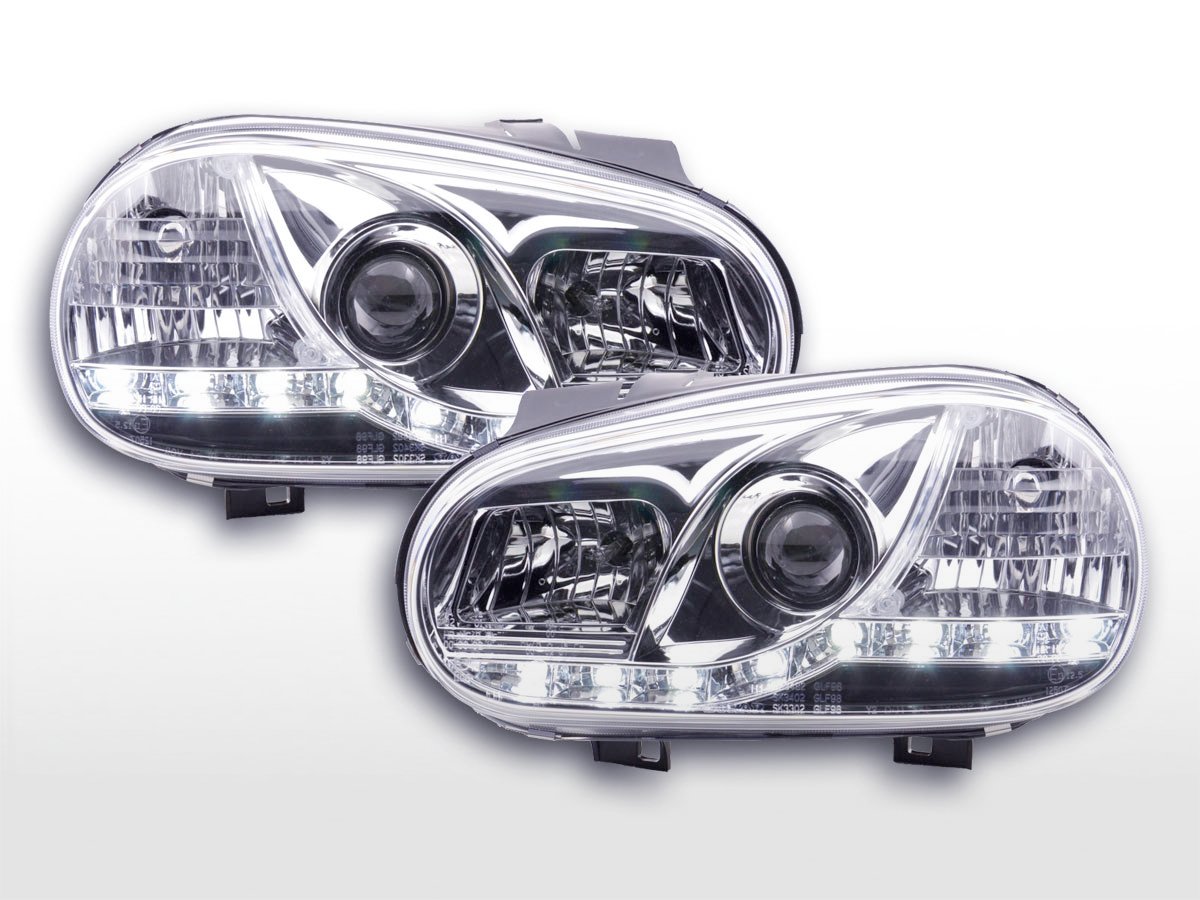 Scheinwerfer Set Daylight LED Tagfahrlicht VW Golf 4 97-03 chrom
