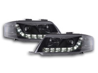 Scheinwerfer Set Daylight LED Tagfahrlicht passend für Audi A6 4B 97-00 schwarz Scheinwerfer Set Daylight LED Tagfahrlicht passend für Audi A6 4B 97-00 schwarz