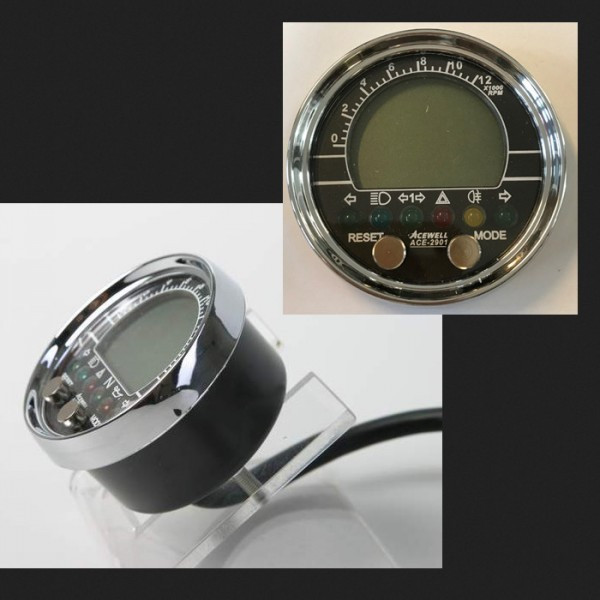 Multifunktionelles Digitalinstrument in chrom Kein Tacho | Einbau-Drehzahlmesser-Uhr-Temperatur
