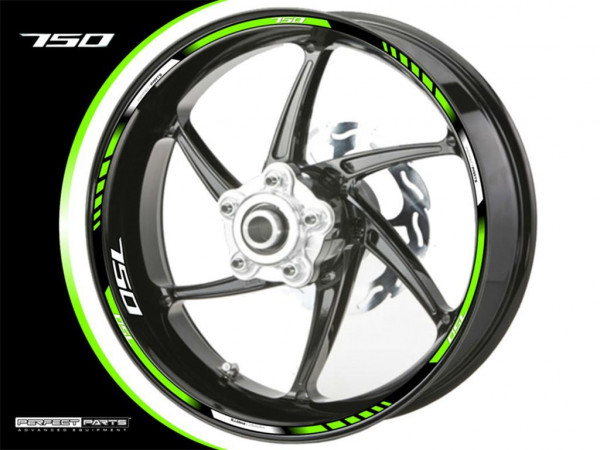 Felgenrandaufkleber passend für 750 ccm grün-weiß