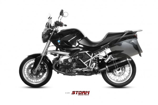Storm Black SLIP-ON OVAL Edelstahl Für BMW R 1200 R ´11/14