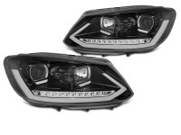 Scheinwerfer Röhrenlicht DRL schwarz mit dynamischem Blinker passend für VW Touran II 08.10–15 Scheinwerfer Röhrenlicht DRL schwarz mit dynamischem Blinker passend für VW Touran II 08.10–15