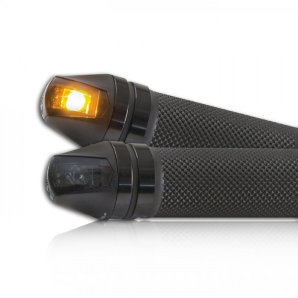 LED-Lenkerendenblinker "KNIGHT" | ALU | schwarz Paar | getönt | Maße: Ø 36 x T 36 mm| E-gep