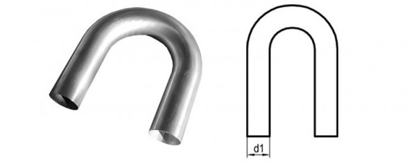 FOX Uni-Rohrbogen 180° geweitet Edelstahl d1Ø 50mm Schenkellänge 165mm Radius 66mm