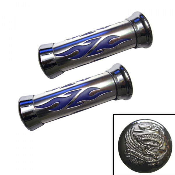 Choppergriff "Spirit" 22mm chrom/blau Alu/Gummi geschlossen