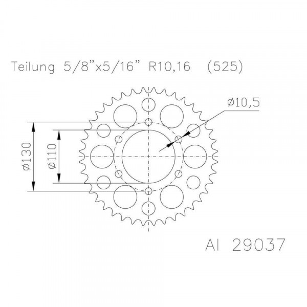 ESJOT Alu-Kettenrad 46 Zähne 525er Teilung (5/8x5/16)