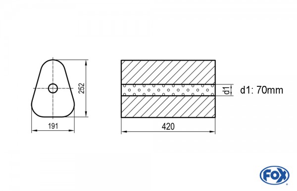 FOX Uni-Schalldämpfer dreieckig Edelstahl 420mm