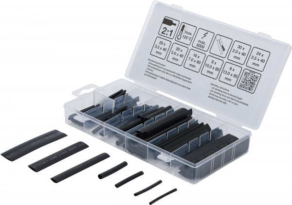 Schrumpfschlauch-Sortiment | schwarz | 126-tlg.