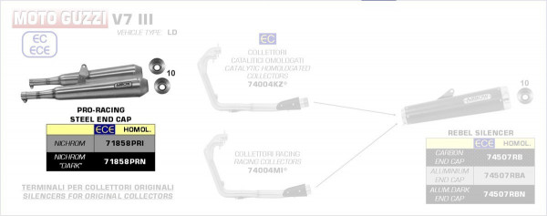 Arrow Nichrom Pro-Racing Silencers (right & Left) Moto Guzzi V7 III 17-18