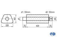 FOX Uni-Schalldämpfer Trapezoid Edelstahl 420mm FOX Uni-Schalldämpfer Trapezoid Edelstahl 420mm