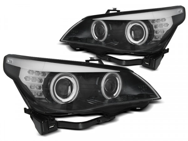 Scheinwerfer Angel Eyes Ccfl schwarz LED-Blinkerpassend für BMW E60 / e61 03-07