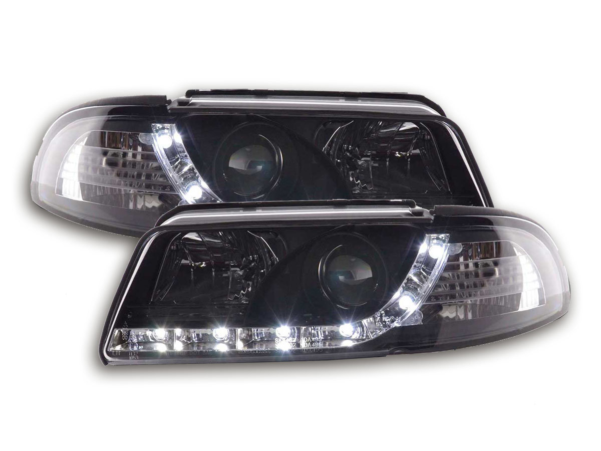 Scheinwerfer Set Daylight LED TFL-Optik Audi A4 Typ B5 99-01 schwarz, Scheinwerfer, Fahrzeugbeleuchtung, Auto Tuning