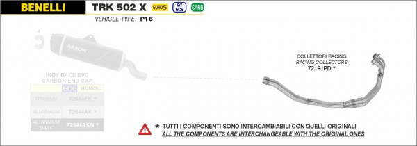 ARROW Krümmer passend für Benelli TRK 502 X 21-23
