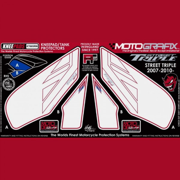 Motografix Tankschutz Knie Pads Triumph Street Triple 2007-2012 KT005RW