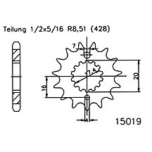 ESJOT Kettenritzel, 16 Zähne