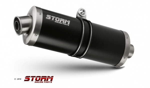 Storm Black 2 BOLT-ON OVAL Edelstahl Für SUZUKI SV 1000 03-