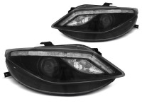 Scheinwerfer Tageslicht schwarz mit LED-Blinker passend für Seat Ibiza 6J 06/2008–2012 Scheinwerfer Tageslicht schwarz mit LED-Blinker passend für Seat Ibiza 6J 06/2008–2012