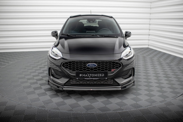 Front Ansatz V.3 Für Ford Fiesta ST / ST-line Mk8 Facelift Schwarz Hochglanz