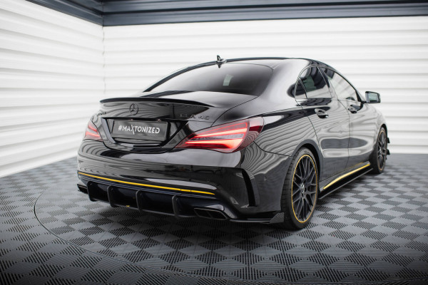 Street Pro Heck Ansatz Flaps Diffusor +Flaps Für Mercedes-AMG CLA 45 C117 Facelift Schwarz Hochglanz