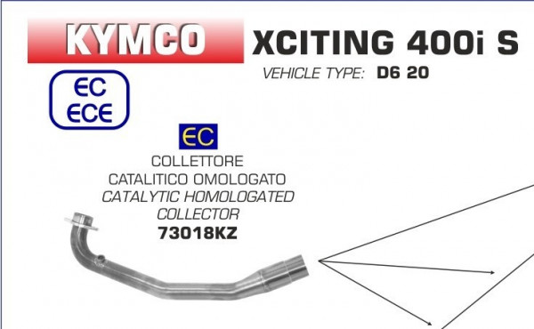 73018KZ-Arrow Krümmer Mit Kat Kymco XCITING 400i S 18-19