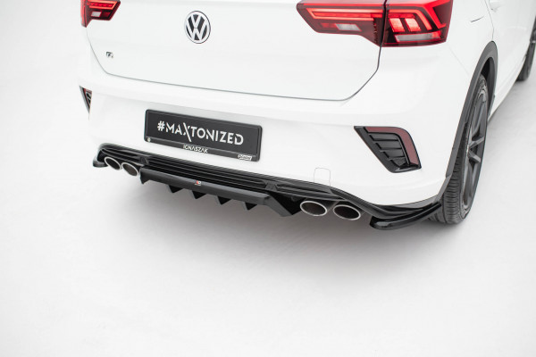 Mittlerer Diffusor Heck Ansatz DTM Look Für Volkswagen T-Roc R Mk1 Schwarz Hochglanz