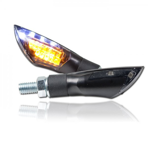 LED-Blinker Standlichtkombi "Dual"| schwarz | M8 Paar | L50 x T20 x H18mm | getönt | E-geprüft