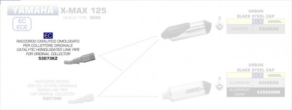 Arrow Verbindungsrohr mit Kat passend für Yamaha X-MAX 125 18-20