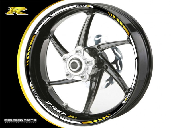 Felgenrandaufkleber weiß-gold passend für Suzuki GSX-R 600