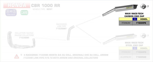 Arrow MaXi Race-Tech Approved Titanium Silencer With Carby End Cap Honda CBR 100