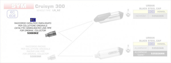 Arrow Verbindungsrohr mit Kat passend für SYM Cruisym 300 (2017–2020)