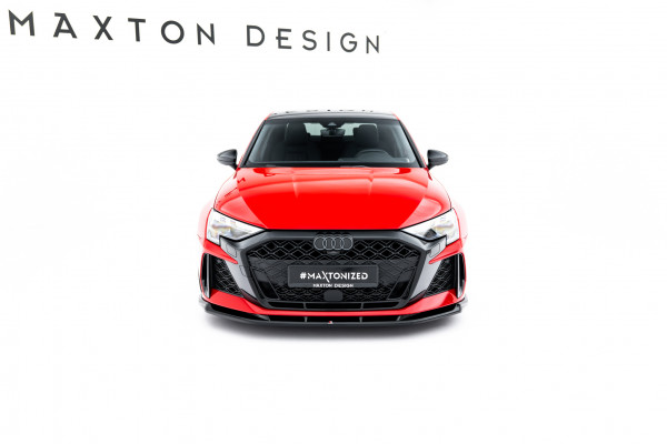 Front Ansatz V.1 Für Audi RS3 Limousine 8Y Facelift Schwarz Hochglanz