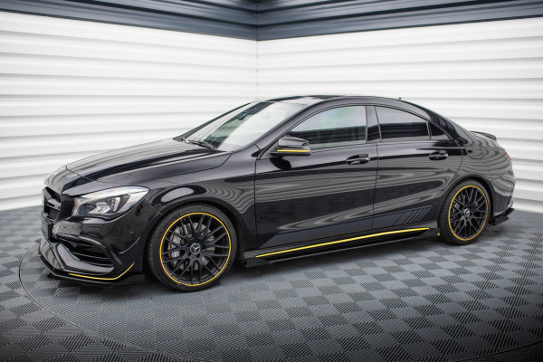 Street Pro Seitenschweller Ansatz Für + Flaps Mercedes-AMG CLA 45 C117 Facelift Schwarz Hochglanz