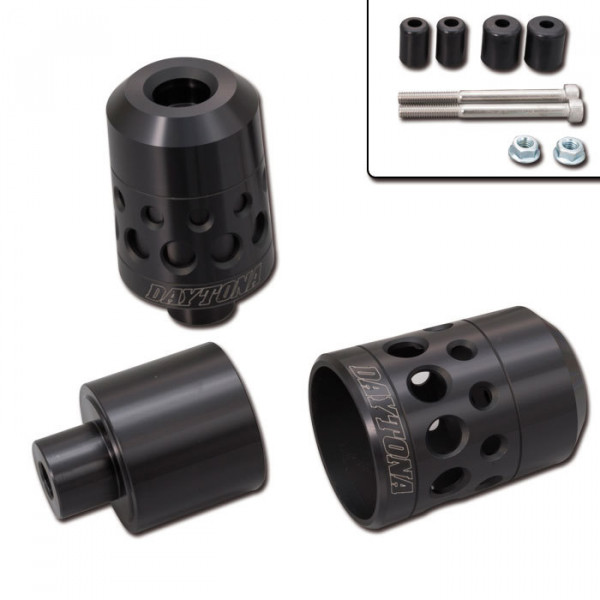 Daytona Lenkergewichte Hollow schwarz eloxiert passend für 7/8" und 1" Lenker Ø 14–19 mm (Paar)