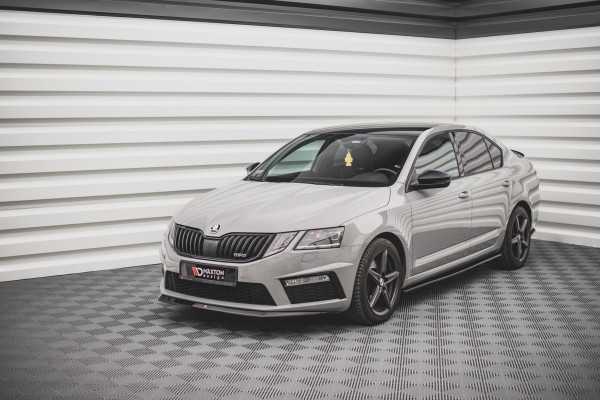 Front Ansatz V.1 Für Skoda Octavia RS Mk3 Facelift Schwarz Hochglanz