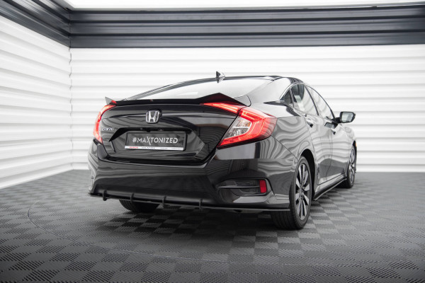 Street Pro Heck Ansatz Flaps Diffusor +Flaps Für Honda Civic Mk10 Schwarz Hochglanz