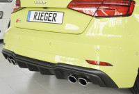 Rieger Heckeinsatz matt schwarz für Audi A3 S3 (8V) 5-tür. (Sportback 8VA) 09.16- (ab Facelift)