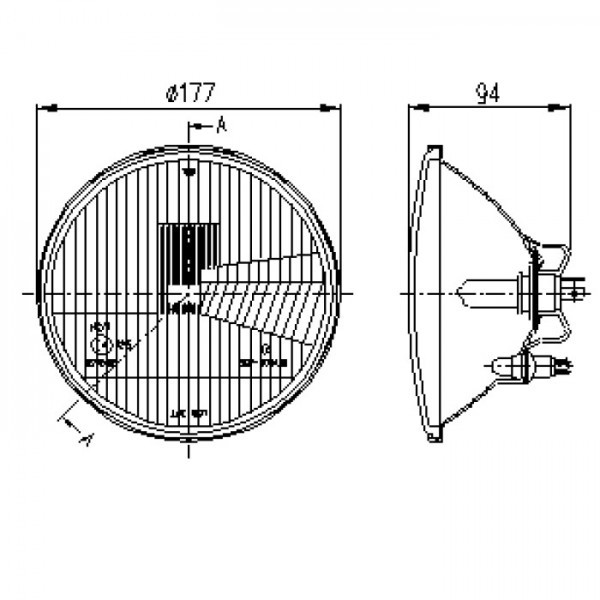 Scheinwerfereinsatz 7" | Ø 177mm | Streuglas mit Standlicht | H4 | E-geprüft | 12V | 55/60W