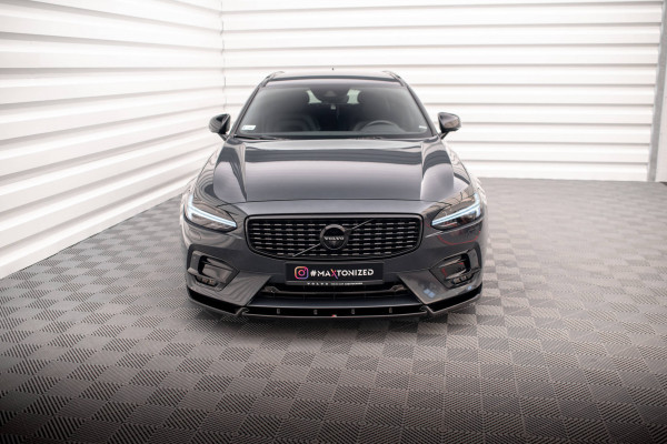 Front Ansatz Für Volvo V90 / S90 R-Design Mk2 Schwarz Hochglanz