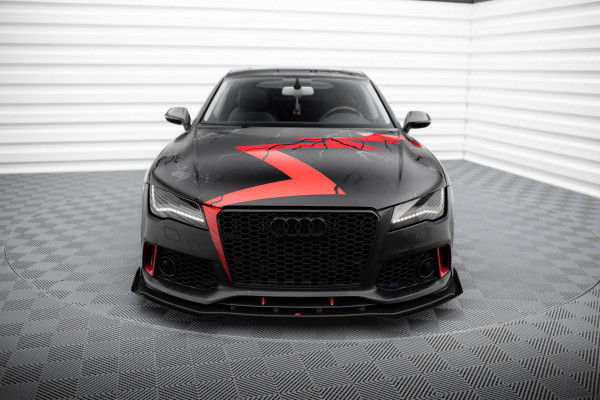 Front Stoßstange Flaps Für Audi A7 RS7 Look C7 Schwarz Hochglanz