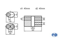 FOX Uni-Schalldämpfer oval zweiflutig mit Kammer – Abwicklung 618, 236x150mm, dØ 40mm, Länge 420mm FOX Uni-Schalldämpfer oval zweiflutig mit Kammer – Abwicklung 618, 236x150mm, dØ 40mm, Länge 420mm