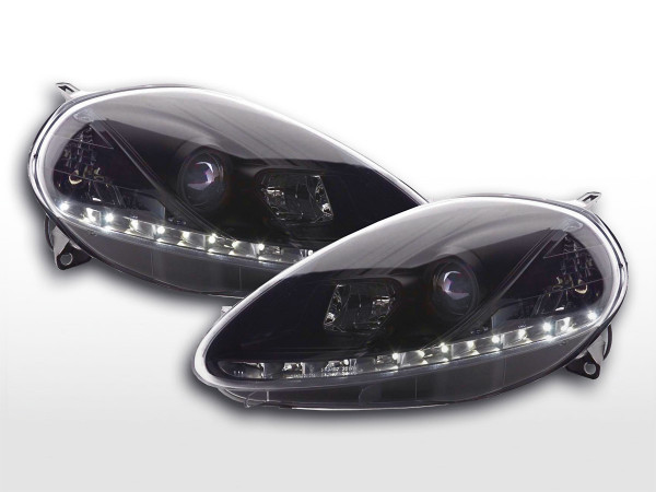 Scheinwerfer Set Daylight LED TFL-Optik Fiat Grande Punto Typ 199 08-09 schwarz