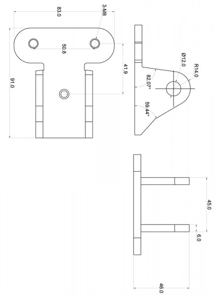 TA Technix universeller Gabelkopf mit Lasche für 33mm Stossdämpferaufhängung