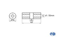 FOX Uni-Schalldämpfer rund ohne Stutzen mit Kammer aus Edelstahl Ø150mm, Länge 420mm FOX Uni-Schalldämpfer rund ohne Stutzen mit Kammer aus Edelstahl Ø150mm, Länge 420mm